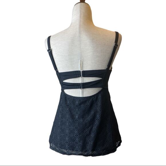 Swimsuits For All Swim Top Mesh Crochet Overlay Tankini Split Fr Underwire 8 - Picture 6 of 11